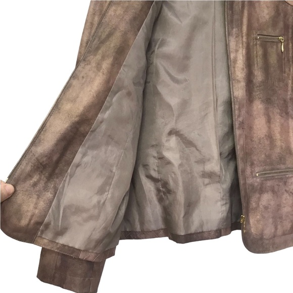 Chico's size 1 Gold Brown Moto Jacket M 8 - Picture 3 of 6